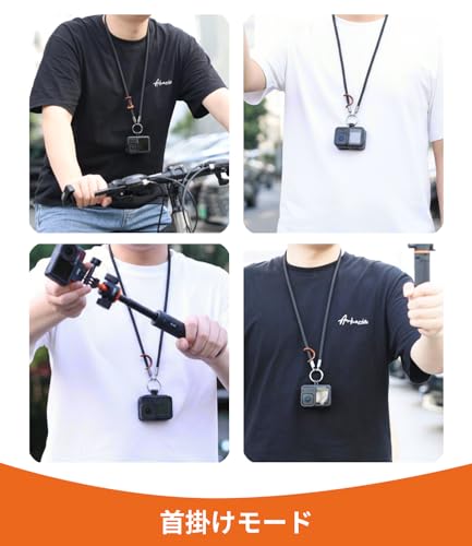 VRIG カメラストラップ gopro用 ストラップ 速写ストラップ DJI Osmo Pocket 3/Action 5 Pro/4/3、Insta360 X5 X4 X3 ace pro2 /GO 3S/GO 3、Goproシリーズなど対応 長さ90cm カメラストラップ 首掛け AC-54