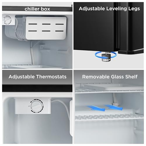 Image of Midea WHS-87LB1 Mini Fridge, 2.4 Cu.ft Compact Fridge with 6 Level Adjustable Thermostat, Reversible Door, Low Noise for Dorm, Office, Bedroom Black