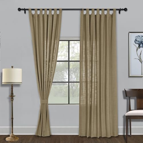 Fcosie Linen Tab Top Curtains 72 in Length Room Darkening
