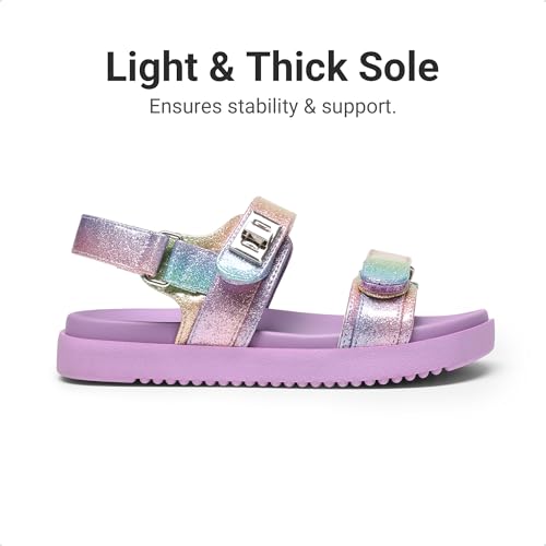 Image of DREAM PAIRS Girls Sandals Casual Open Toe Two Adjustable Strapped Sandals with Hook and Loop for Little Kid /Big Kid