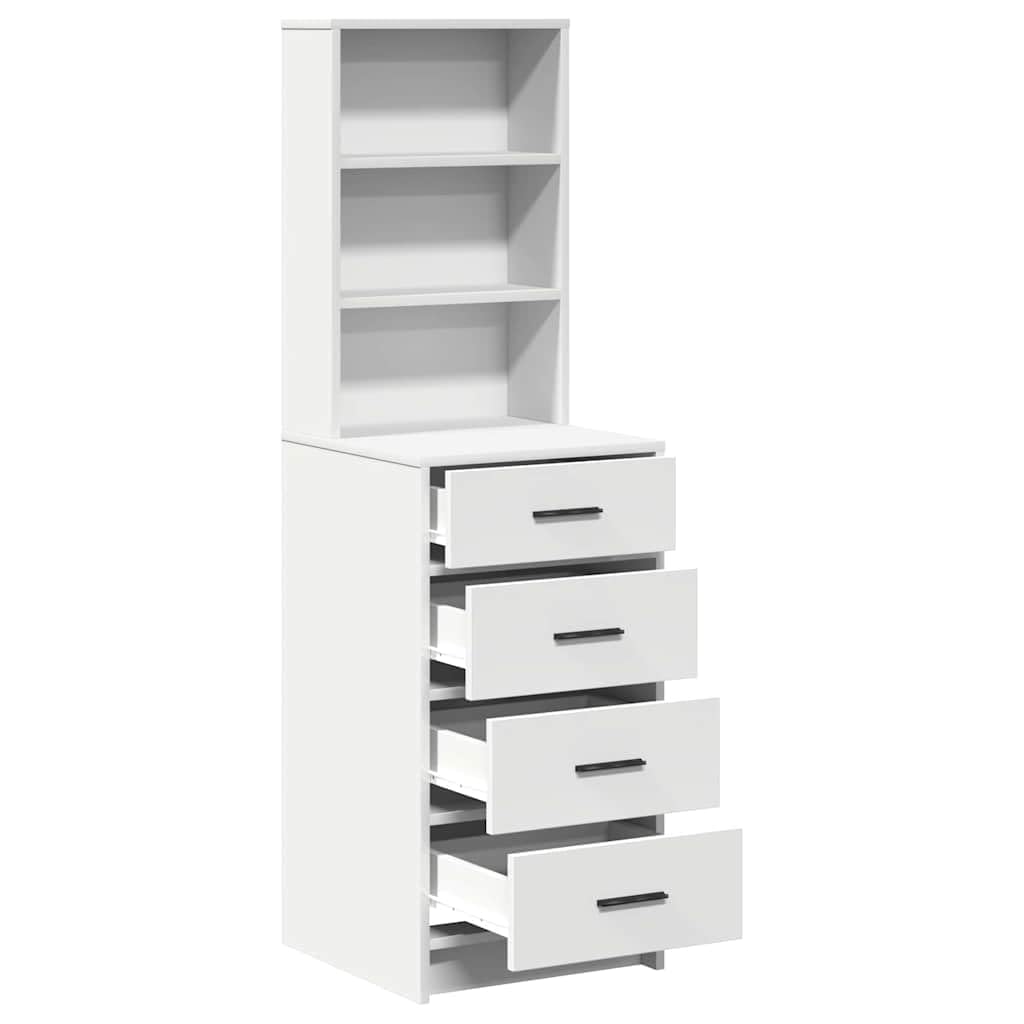 vidaXL Haut Armoire Blanc 40 x 41 x 135 cm Bois d'ingénierie, Cabinet de Salle à Manger Moderne, Haut de Gamme, Espace de Rangement, Meuble Durable, Finition Mate