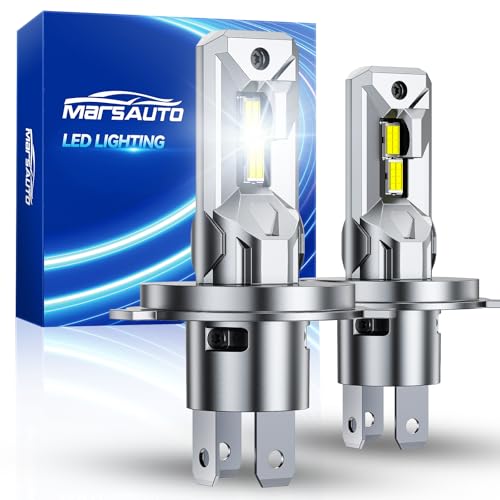 Image of Marsauto H4 /9003 Light bulb, 800% 40000LM Brightness 6500K Cool White, Real 1:1 Mini Size, Plug and Play, Non-polarity, Pack of 2