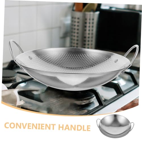 Wok de acero inoxidable para cocina liviano con asas dobles miniatura 4