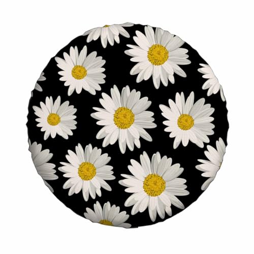 Image of White Daisies Spare Tire Cover Wheel Covers for RV Tires Camper Tire Case Protectors for Trailer Rv SUV Truck Travel Trailer 15 in