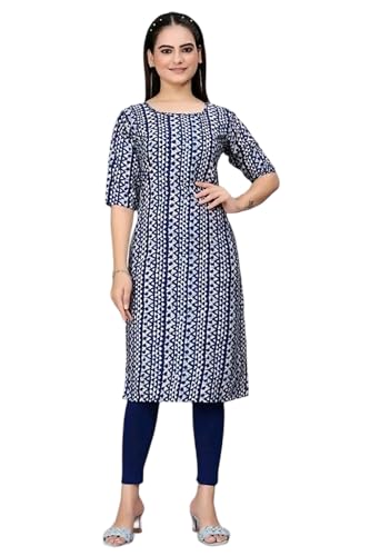 Image of Dream Beauty Fashion Women's Polyester Round Neck 3 /4 Sleeve Casual Straight Kurti (Kurti-Parent-1)