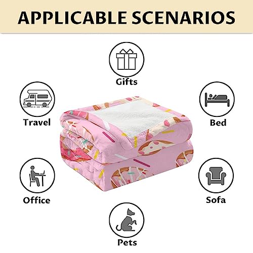 Girls Blanket - 30"x40" Cute Donut Throw Blanket Gifts for Kids & Adults - Pink Soft Fuzzy Doughnut Blanket for Couch & Office