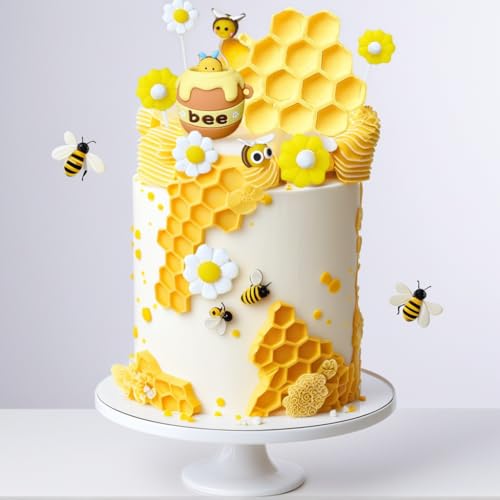 Bee Kuchendekoration Biene Kuchen Topper Niedliche Bienen Kuchen Dekorationen Honig Kamm Dekorationen Bienen Cupcake Toppers für Baby Dusche Geburtstag Brautdusche