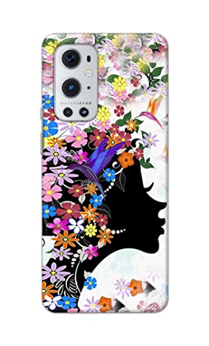 Image of Printed Hard Back Cover Case for OnePlus 9 Pro Back Cover (Floral Hairstyle Girl) -1803