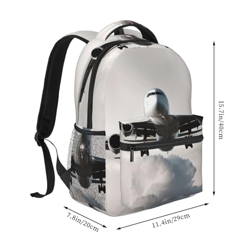 Mochila de senderismo EdWal con estampado de avión e impermeable para laptop 2