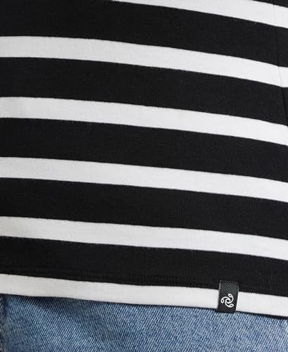 Image of Jockey 1360 Women's Super Combed Cotton Elastane Stretch Slim Fit Striped Round Neck Three Quarter Sleeve T-Shirt