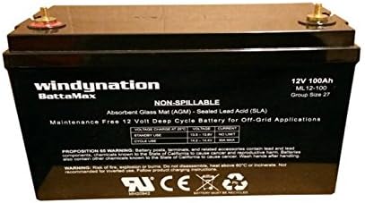 WindyNation 100 Watt Solar Panel Complete Off-Grid RV Boat Kit with P30L LCD PWM Charge Controller, Solar Cable, Mounting Brackets + 100Ah AGM Deep Cycle Battery