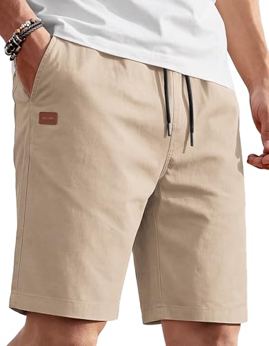 COOFANDY Men's Casual Shorts Drawstring Elastic Waist Summer Beach Shorts