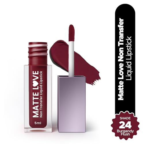 Image of Hilary Rhoda Matte Love Non Transfer Liquid Lipstick | Lightweight & Matte Finish | Waterproof Lipstick for Women | Long Lasting & Non-Drying Lipstick | 5ml (Burgandy Flush - Shade 24)