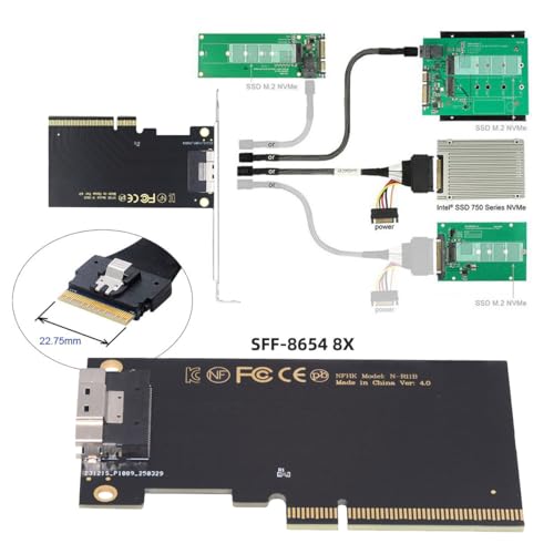 Image of CY Card External Slimline SFF-8654 8X 74Pin to PCIE Express 3.0 PCIE4.0 Raid Card VROC Raid0 Hyper Adapter