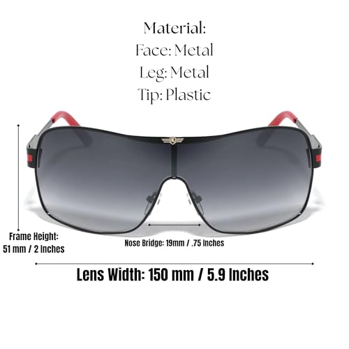 Khan Wrap Around Shield Aviator One Piece Gradient Lens Sunglasses3