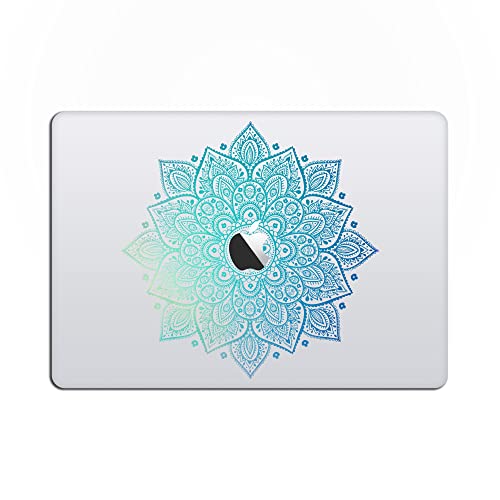 Mandala Laptop Stickers Decal - Removable Waterproof Vinyl With Diecut - Green Blue Colorful Partial Decal Cover Skin Compatible With Computer Macbook Air Pro 13 15 Inch - Decorative Sticker - Artsybb #TOP1