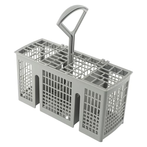 Cesta de cubiertos para lavavajillas con mango redondo y cubierta, accesorios esenciales para un lavado eficiente compatible con la mayoría de los lavavajillas