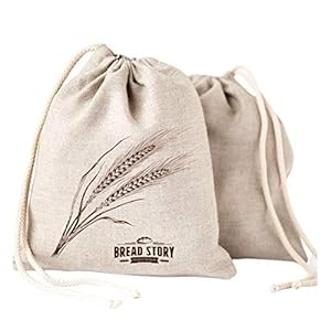Linen Bread Bags – 2-Pack 11 x 15 inch Ideal for Homemade Bread, Unbleached, Reusable Food Storage, Housewarming, Wedding Gift, Storage for Artisan Bread – Bakery & Baguette