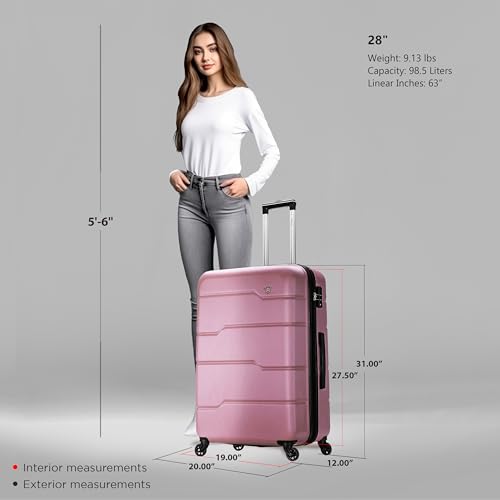 DUKAP RODEZ Hardside Luggage with Ergonomic Handles and TSA Lock | Spacious Traveling Suitcase, Travel Suitcase with Four Spinner Wheels and Studs | 28" Large Luggage | Rose Gold2