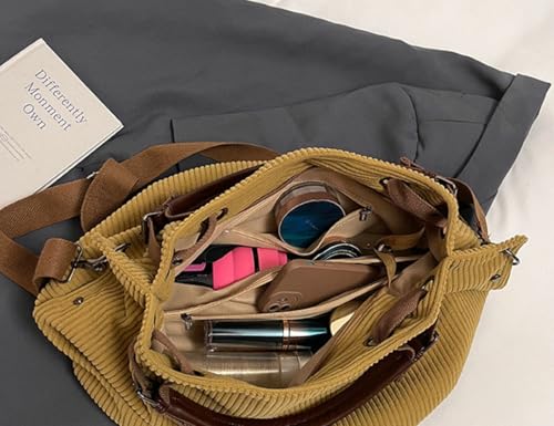 Trendy Corduroy Hobo Bags Women Crescent Crossbody Purse Slouchy Satchels Shoulder Bag Travel Top-handle Tote Handbag4