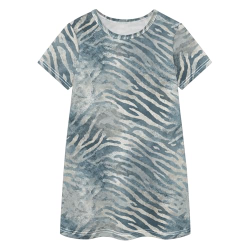 Vestido de rayas con estampado de cebras azul y gris ropa de niña suave de primavera 1