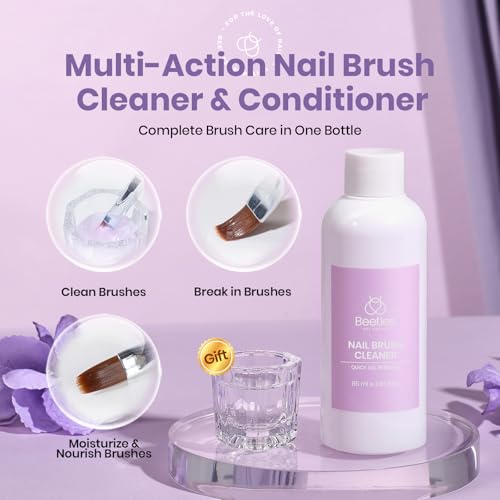 Image of Beetles Nail Art Brushes Cleaner and Conditioner 85ml /2.87 Fl.Oz Nail Brush Restorer Quick Clean Break in Manicure Brush of Gel Polish, Nails Extension Gel, Dip Powder, Acrylic Builder DIY and Salon