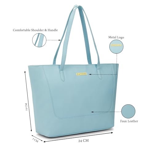 Image of Caprese Yorkie Horizontal 14 Inch Laptop Compatible Large Tote Bag for Women | Stylish, Durable, and Spacious with Multiple Compartments, Back Zipper Pocket for Work, Travel, and Everyday Use