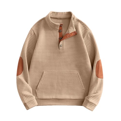 Men Button Pullover Sweater Long Sleeves Stand Neck Casual Vintage Knitted Sweater Top