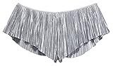 Savage X Fenty, Women's, Pleated Lamé Short with Keyhole, Spaced Out Metallic Silver, XS