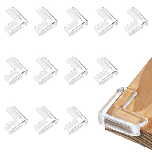 Image of Mabor Furniture Corner Protectors, 12Pcs Baby Proofing Furniture Corner Protector Guards, Clear PVC Safety Corner Bumpers & Cushion to Cover Sharp Furniture & Table Edges, L-Shaped