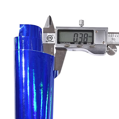 Holographic Laser Chrome Blue Car Vinyl Wrap Self Adhesive Glossy Laser Rainbow Color Change Vehicle Vinyl Film Sheet, 7.87'' X 11.81'' #TOP4