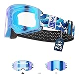 KAPVOE Gafas de Esquí Fotocromáticas y de Colores Antivaho UV400 Diseño OTG para Hombres Mujeres y Adolescentes para Esquí y Snowboard K722