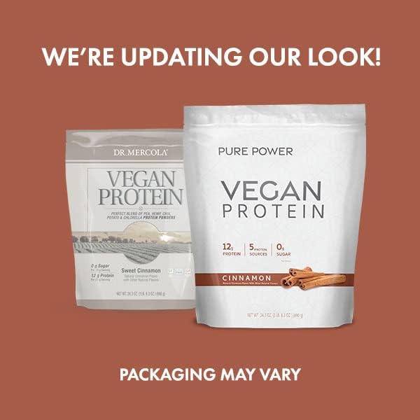 Miniatura 4 de Dr. Mercola Proteína vegana, canela dulce, 24.3 onzas (1 libra 8.3 onzas) Guisante, chía, papa y clorella, sin OMG, sin gluten, sin soja
