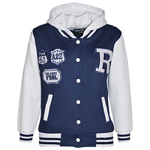 A2Z 4 Kids Enfants Filles Garçons Bleu Marine Designer R Fashion Baseball - B.B Navy_11-12