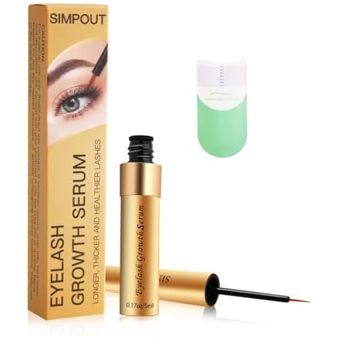 Simpout Eyelash Serum - Fuller & Longer Looking Eyelashes Lash Enhancing Serum, Voluminous Lengthening Natural Lash Enhancer, Vegan & Cruelty-Free (Gold) Cover