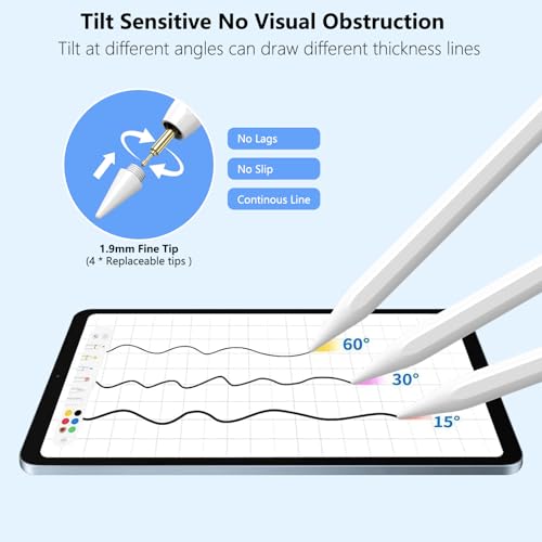 Image of COO Stylus Pen for iPad Pro Air Mini 2018-2025, Palm Rejection Fast Charge | Stylus Pen for iPad 10 /9 /8 /7 /6 Gen, iPad Pro 11 /12.9 inch, Air 7 /6 /5 /4 /3 Gen, Mini 6 /5 Gen