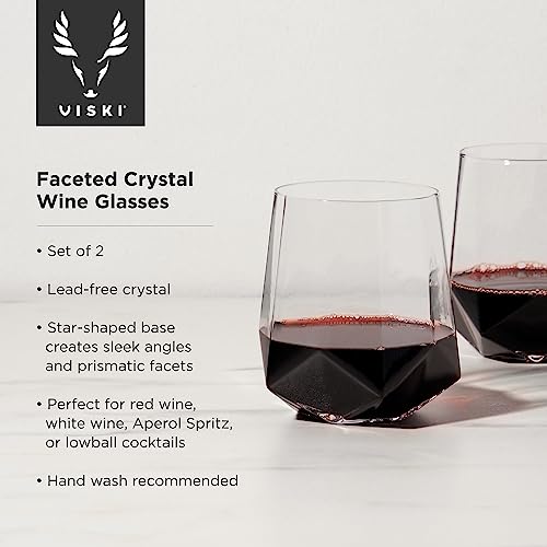 Gobelets en cristal à facettes Viski Seneca design multicolore élégant