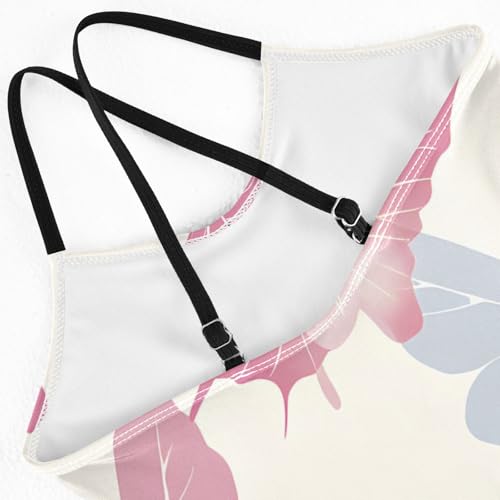 Bolaz Girls Swimsuits One-Piece Bathing Suits Multicolor Kids Sport Summer Beach Swimwear for 3-10 Years Old-Pastel Butterflies on Cream Pattern4