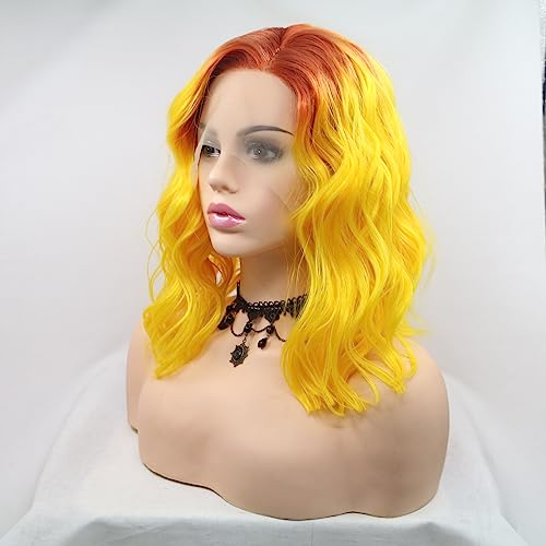 Perruque aspect naturel orange jaune 35cm pour changer de style sans teinture - 5