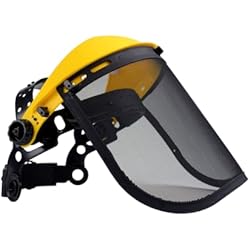 Caretas Protectoras Para Cascos Seguridad Oregon Visera de Seguridad con Malla Metálica Protectora, Protección Facial Ajustable, de aleación de acero y policarbonato, Negro, amarillo