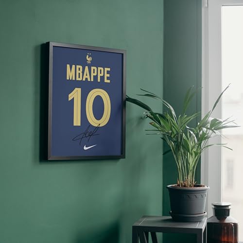 Image of Posternet Kylian Mbappe Wall Poster Frames | 8x12 inch | World Cup special signed Jerseys Series | Hanging Wall Artwork Frames for Living Room, Bedroom, Office and Etc