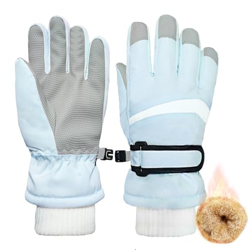 lifwimner Guantes de Esquí para Niños, Guantes Invierno de Forro Polar Cálido, Guantes de Nieve Cortaviento Impermeable para Snowboard Esquí Ciclismo