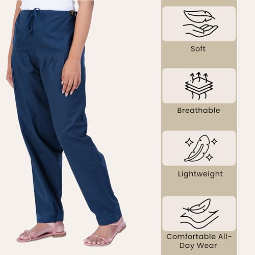 Image of Happy Bunny Salwar Pant for Women, Fine Cotton Ethnic Trousers with Drawstring Waist, Comfortable Daily, Office & Casual Wear Bottoms