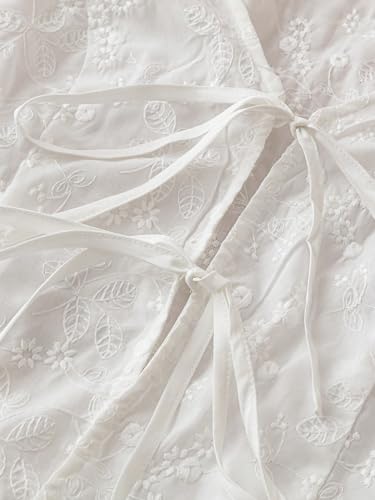 SweatyRocks Women's Bow Tie Front V Neck Floral Embroidery Tank Blouses Tops4