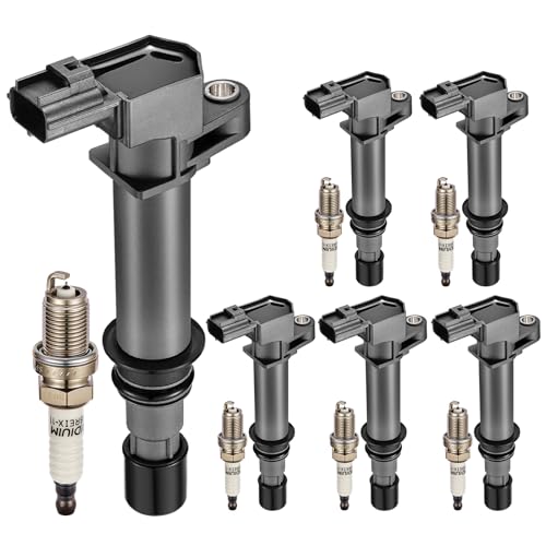 Image of Set of 6 UF270 Ignition Coil Pack and 4504 spark plugs Compatible with Dodge Dakota Durango Ram 1500 2004-2007 Compatible with Jeep Commander Liberty Raide 3.7L V6 Replaces UF297 UF399 56028138