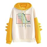 TMOYJPX Sudaderas Juveniles con Capucha Tumblr Adolescente Chica Dinosaurio, Top Suéter Mujer Tallas Grandes Originales Otoño e Invierno (Amarillo, S)