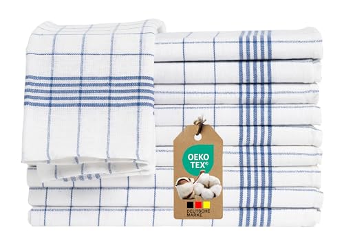 Loomiva 10er Set Halbleinen Geschirrtuecher 50x70 cm | Rauchblau für Haushalt und Küche | 50% Leinen und 50% Baumwolle | Öko-TEX Standard 100