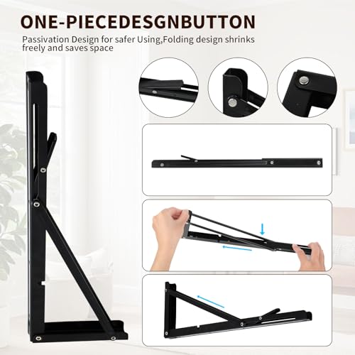 400 mm Escuadras Abatibles - 2 PCS Mesa Plegable Escuadras para Estanterias Soporte Estanteria Pared Pesado con Tornillossado ideales cocina dormitorio estudio mesas plegables y bricolaje para(negro) - imagen 3