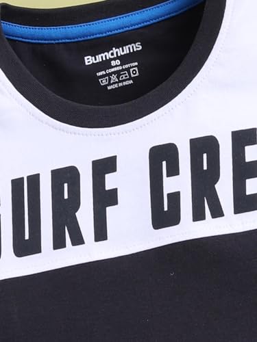 Image of Bumchums Cartoon Casual Regular Fit Half Sleeve Round Neck T-Shirt for Kids, Boys, Typographic Printed