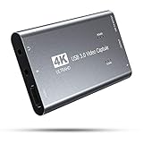 Tarjeta de Captura, USB 3.0 Captura de Video de Audio 4K 1080P 60FPS con Salida de Bucle HDMI, Adaptador HDMI a USB Captura de Juegos HD Monitor de grabación de transmisión para transmisiones en Vivo